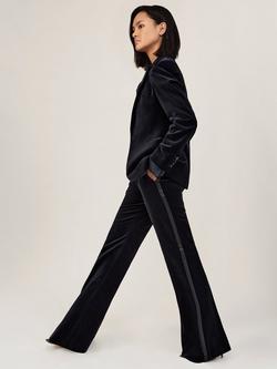 Reiss Verda Velvet Flared Trousers, Navy - view 2, Navy