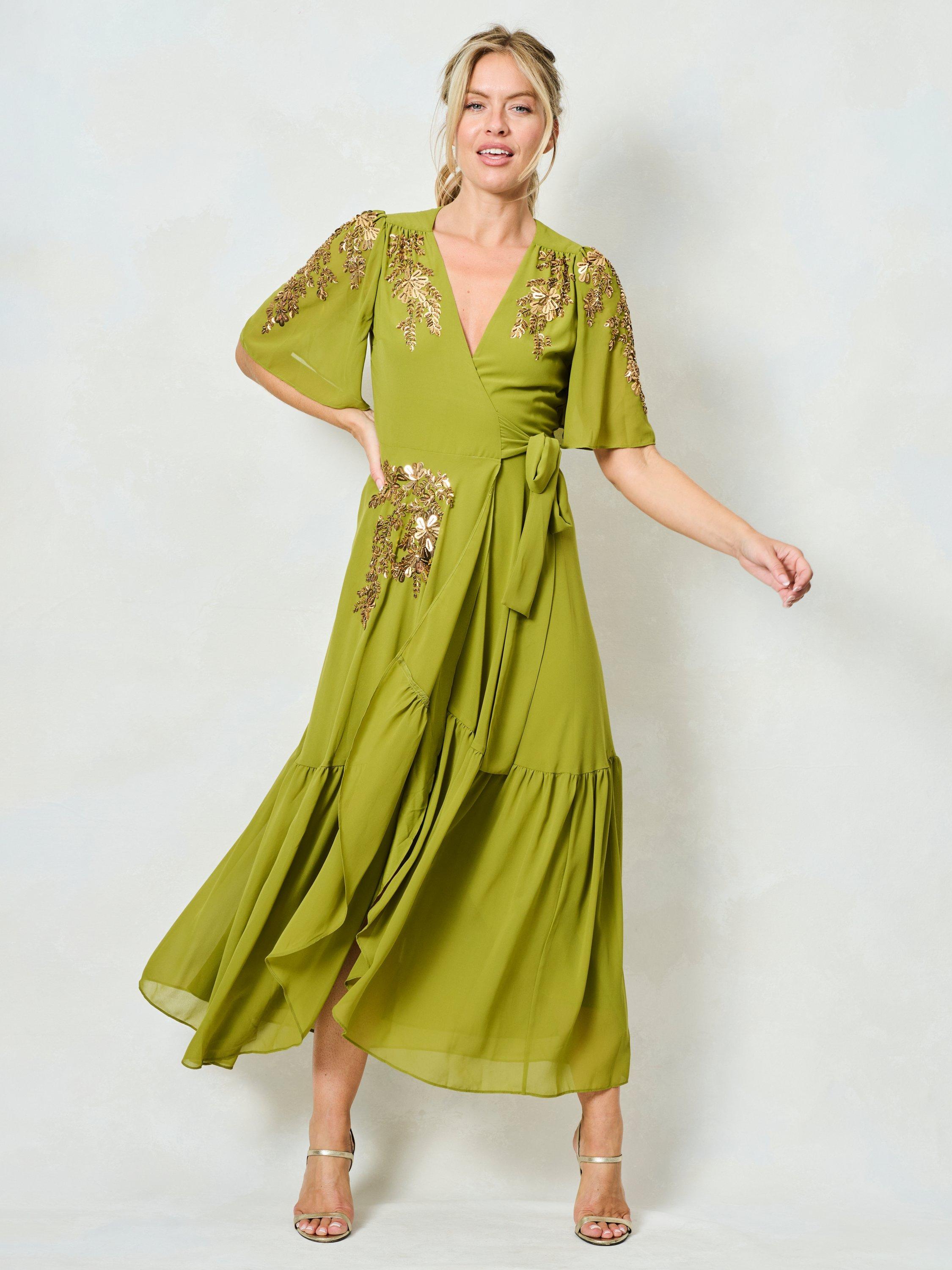 Hope Ivy The Calla Embellished Maxi Dress, Green