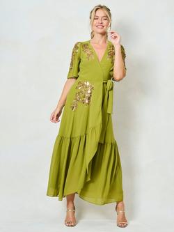 Hope & Ivy The Calla Embellished Maxi Dress, Green - view 2, Green