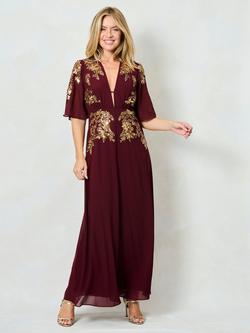 Hope & Ivy The Gretal Embellished Maxi Dress, Burgundy, Burgundy
