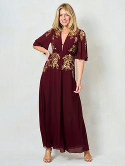 Hope & Ivy The Gretal Embellished Maxi Dress, Burgundy - view 2, Burgundy