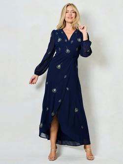 Hope & Ivy The Harper Embellished Maxi Dress, Navy - view 2, Navy