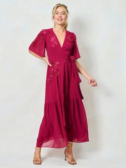 Hope & Ivy The Petal Embellished Maxi Dress, Pink, Pink