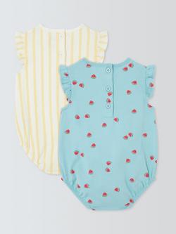 John Lewis Baby Frilled Cap Sleeves Bodysuits, Pack of 2, Multi - view 2, Multi