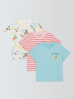 John Lewis Baby Jersey T-Shirts, Pack of 3, Multi, Multi