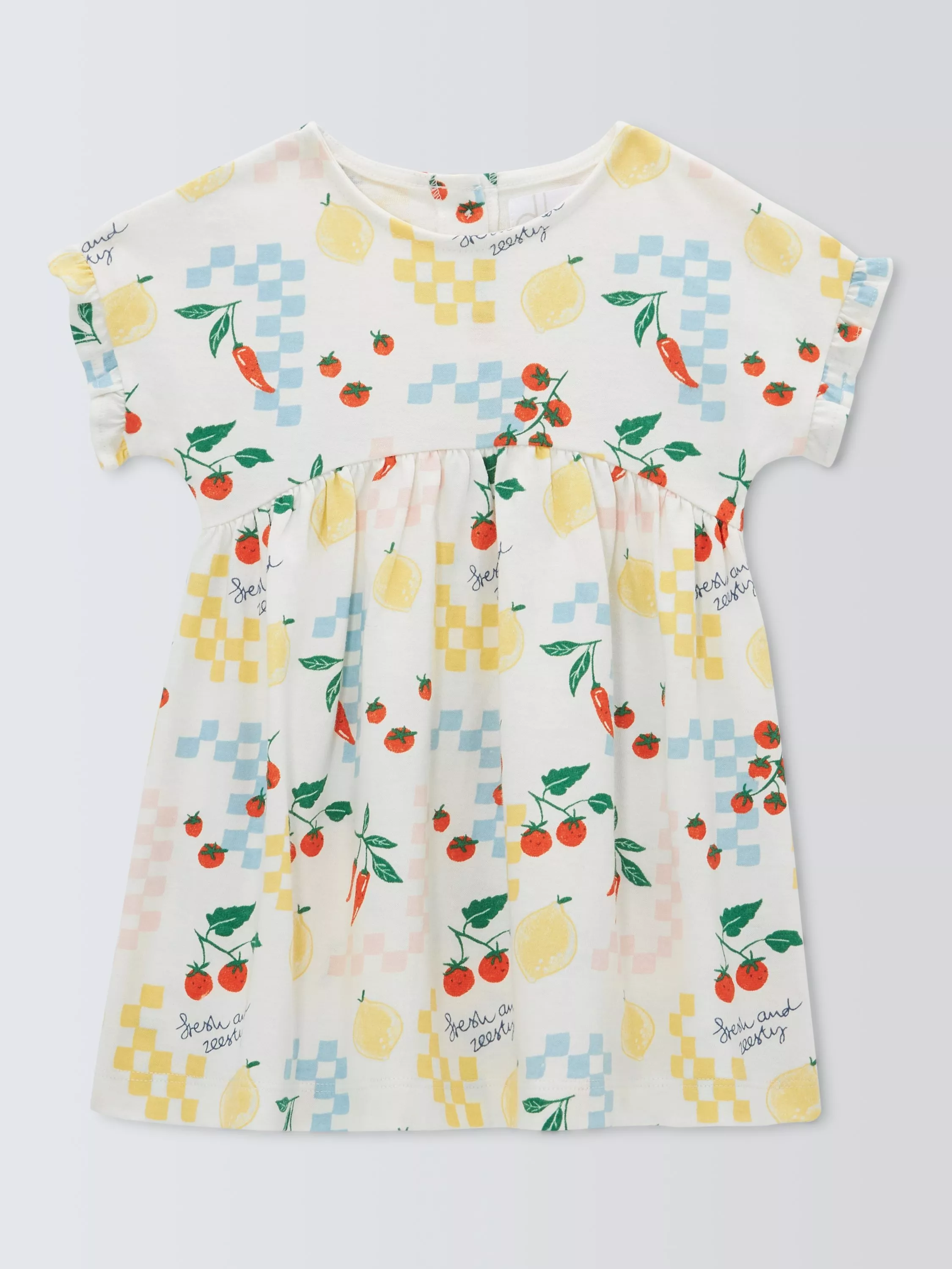 John Lewis Baby Fresh and Zesty Short Sleeve Dress, Natural
