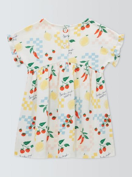 John Lewis Baby Fresh and Zesty Short Sleeve Dress, Natural - view 2, Natural