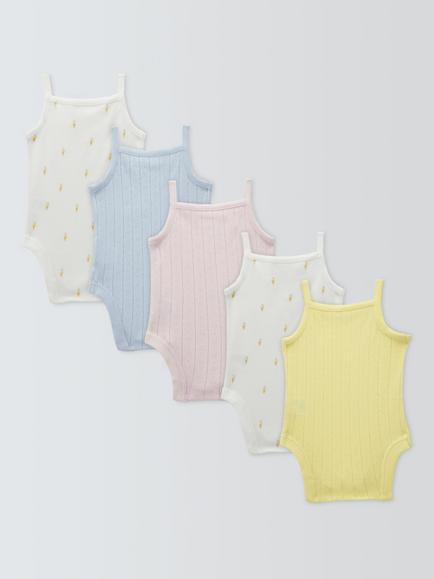 John Lewis Baby Ice Cream Strappy Bodysuits, Pack of 5, Multi - view 2, Multi