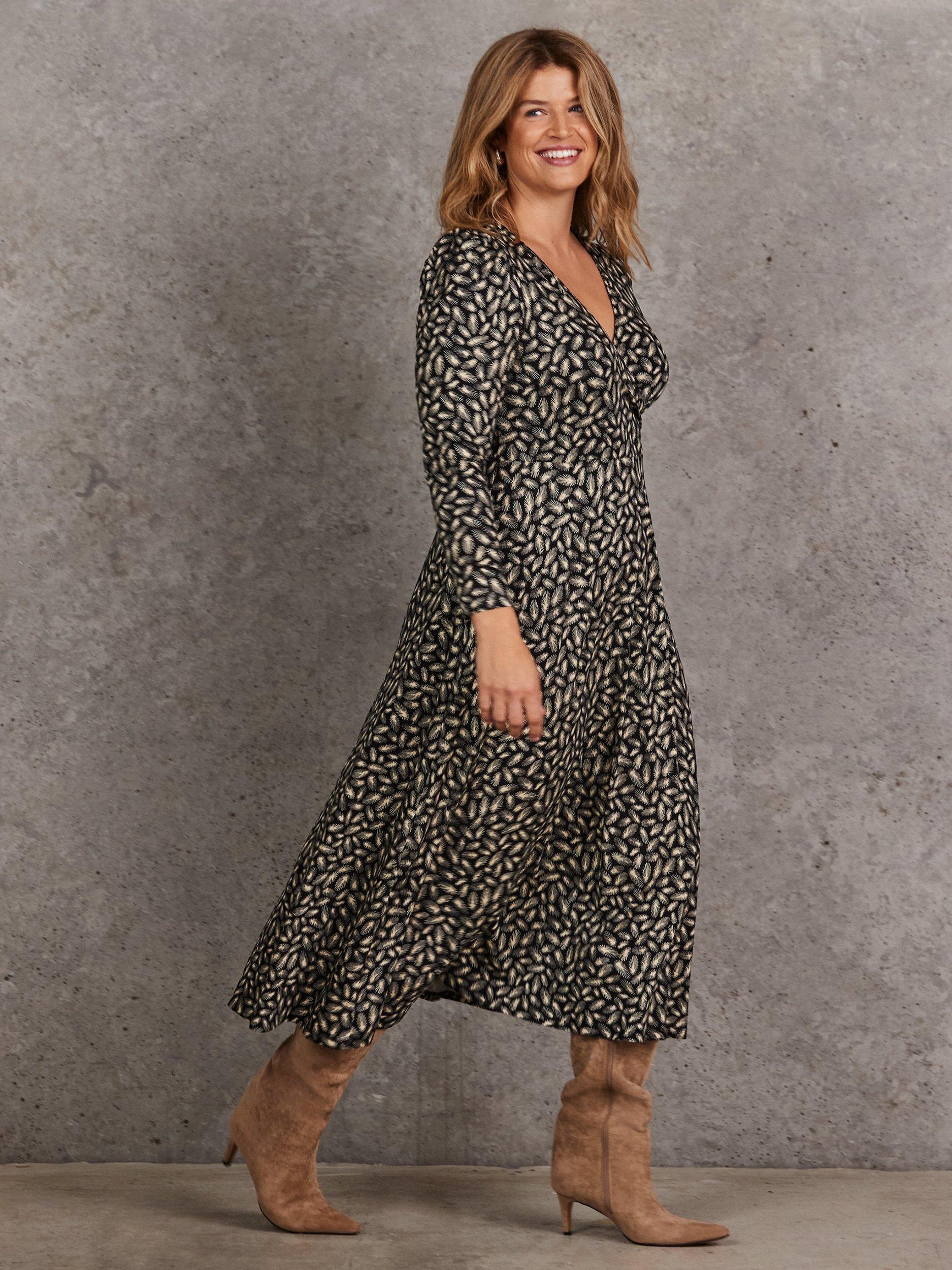 Product image 1 of 4, which shows Live Unlimited Curve Abstract Wrap Dress, Black, 12R