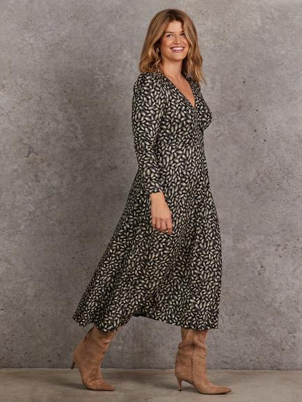Live Unlimited Curve Abstract Wrap Dress, Black, Black