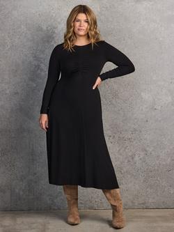 Live Unlimited Curve Ruched Jersey Midi Dress, Black, Black
