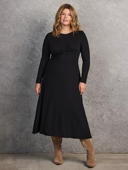 Live Unlimited Curve Ruched Jersey Midi Dress, Black - view 2, Black