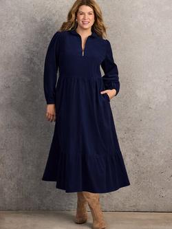 Live Unlimited Curve Gathered Waist Shirt Dress, Blue, Blue