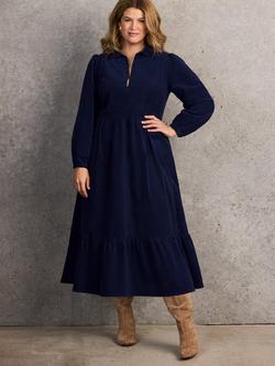 Live Unlimited Curve Gathered Waist Shirt Dress, Blue - view 2, Blue