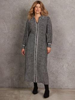 Live Unlimited Curve Spot Shirt Midi Dress, Black, Black