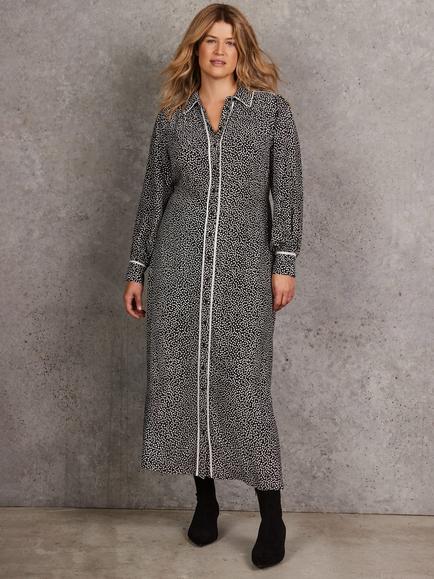 Live Unlimited Curve Spot Shirt Midi Dress, Black, Black