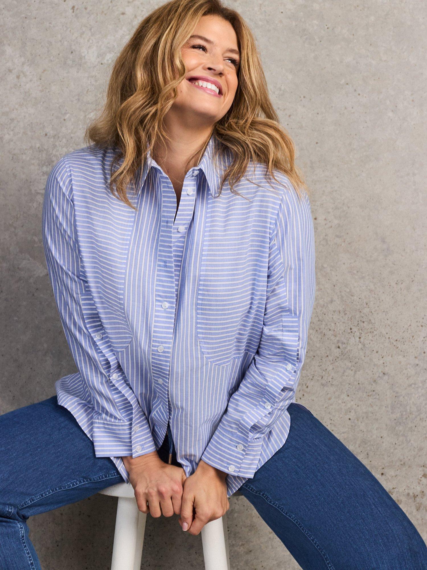 Product image 5 of 6, which shows Live Unlimited Curve Stripe Shirt, Blue, 12