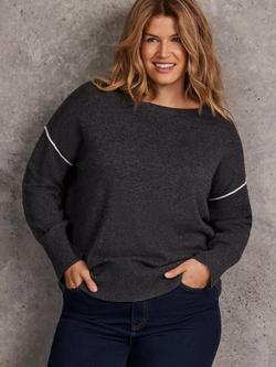 Live Unlimited Curve Seam Detail Wool Blend Jumper, Grey, Grey