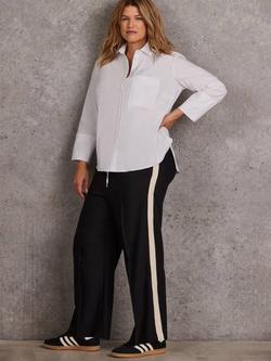 Live Unlimited Curve Grosgrain Stripe Wide Leg Trousers, Black, Black