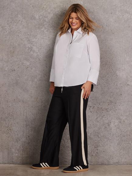 Live Unlimited Curve Grosgrain Stripe Wide Leg Trousers, Black - view 2, Black