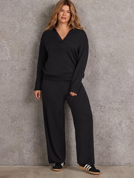 Live Unlimited Curve Knitted Wide Leg Trousers, Grey, Grey
