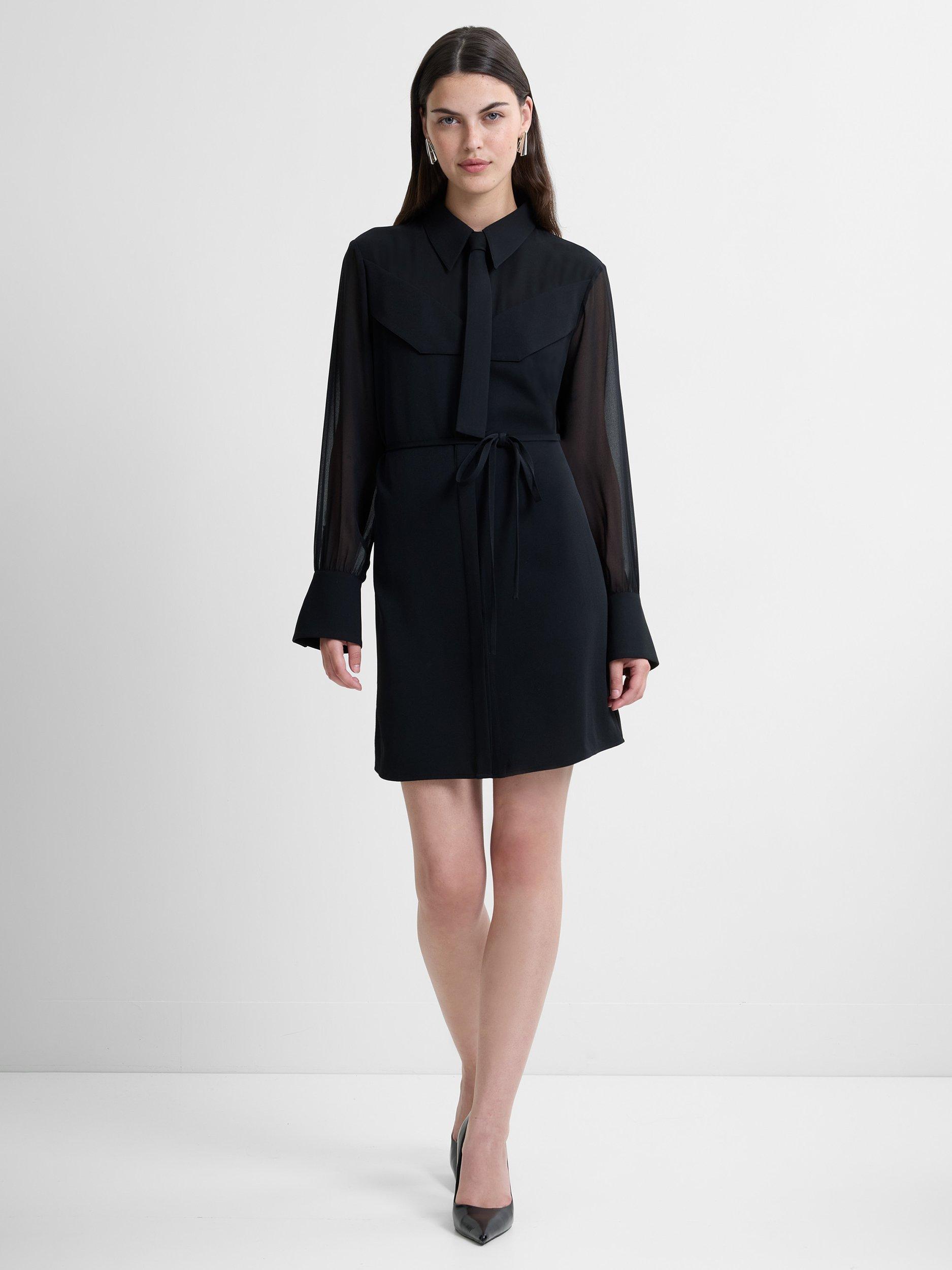 Product image 1 of 5, which shows French Connection Arezzo Collar Mini Shirt Dress, Black, 6