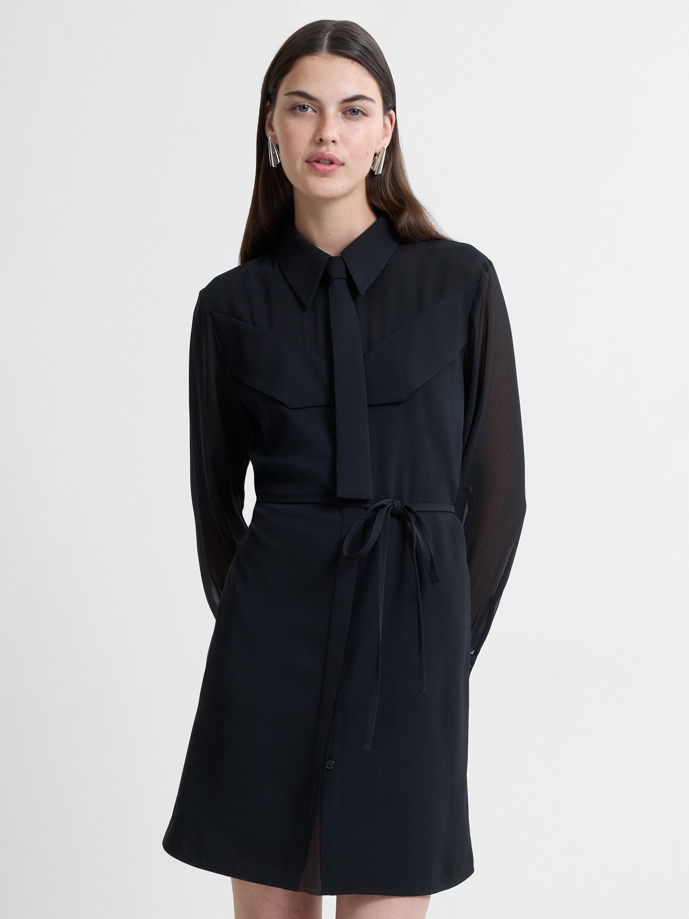 Product image 2 of 5, which shows French Connection Arezzo Collar Mini Shirt Dress, Black, 6