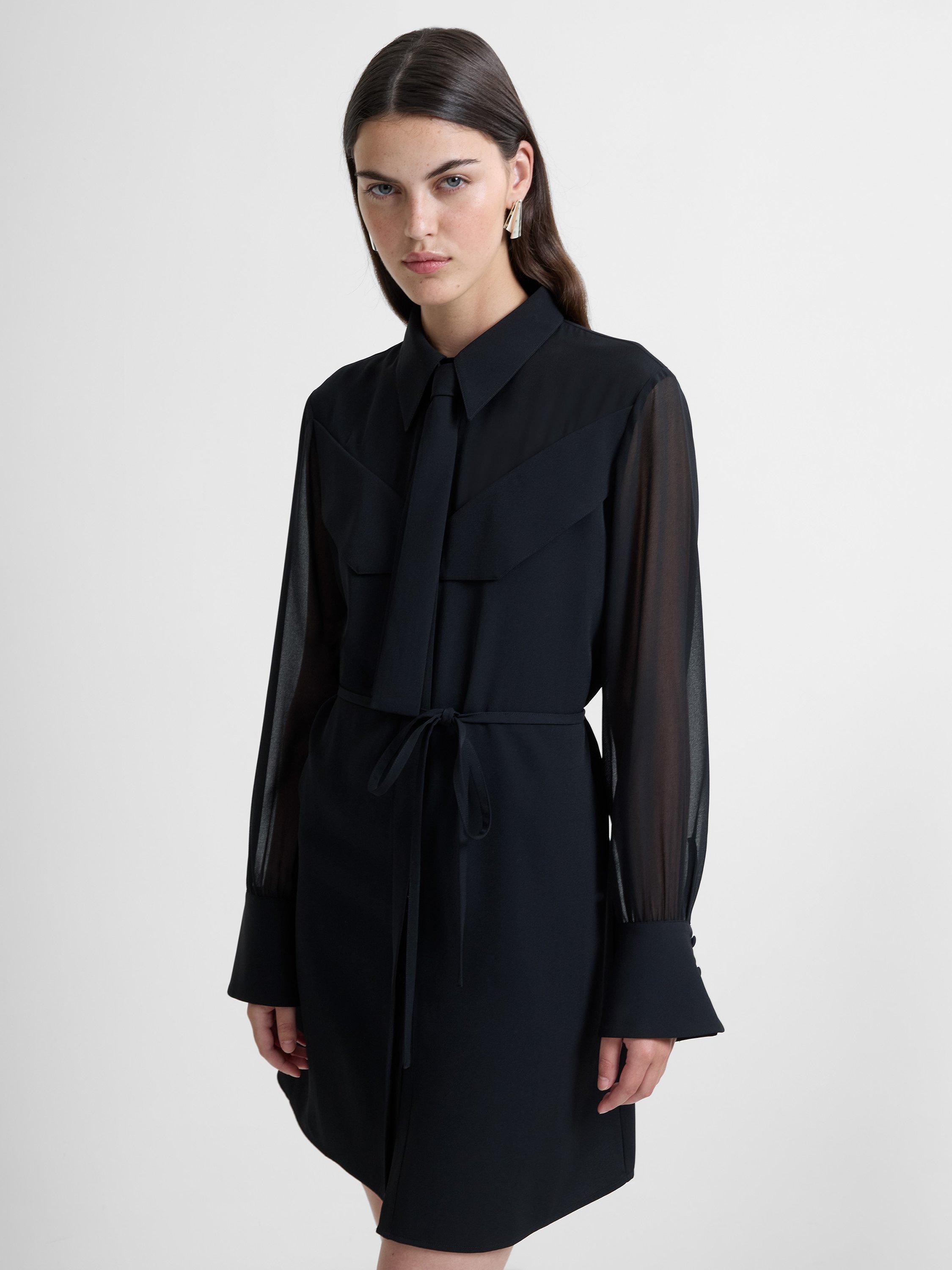 Product image 3 of 5, which shows French Connection Arezzo Collar Mini Shirt Dress, Black, 6