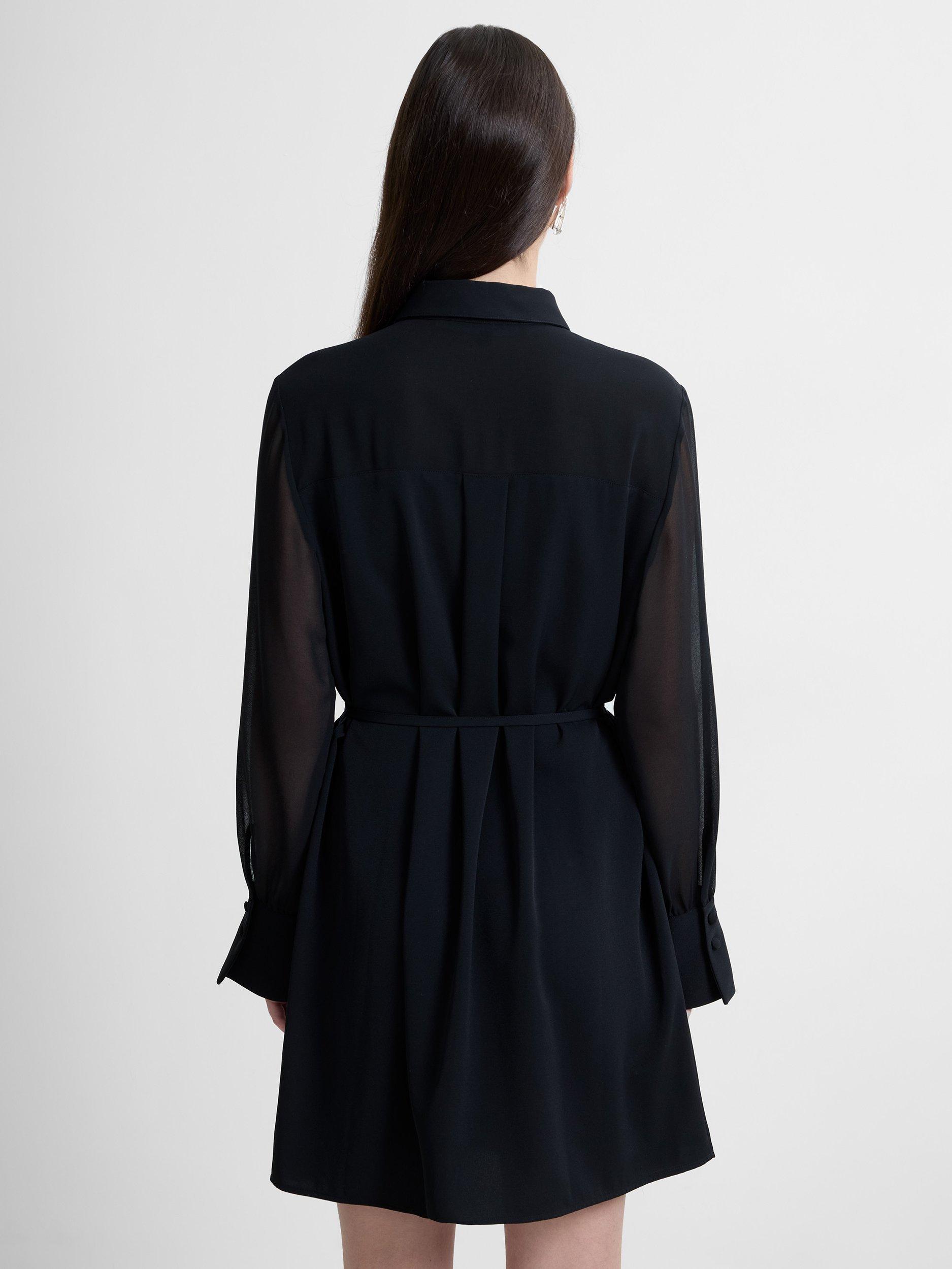 Product image 4 of 5, which shows French Connection Arezzo Collar Mini Shirt Dress, Black, 6