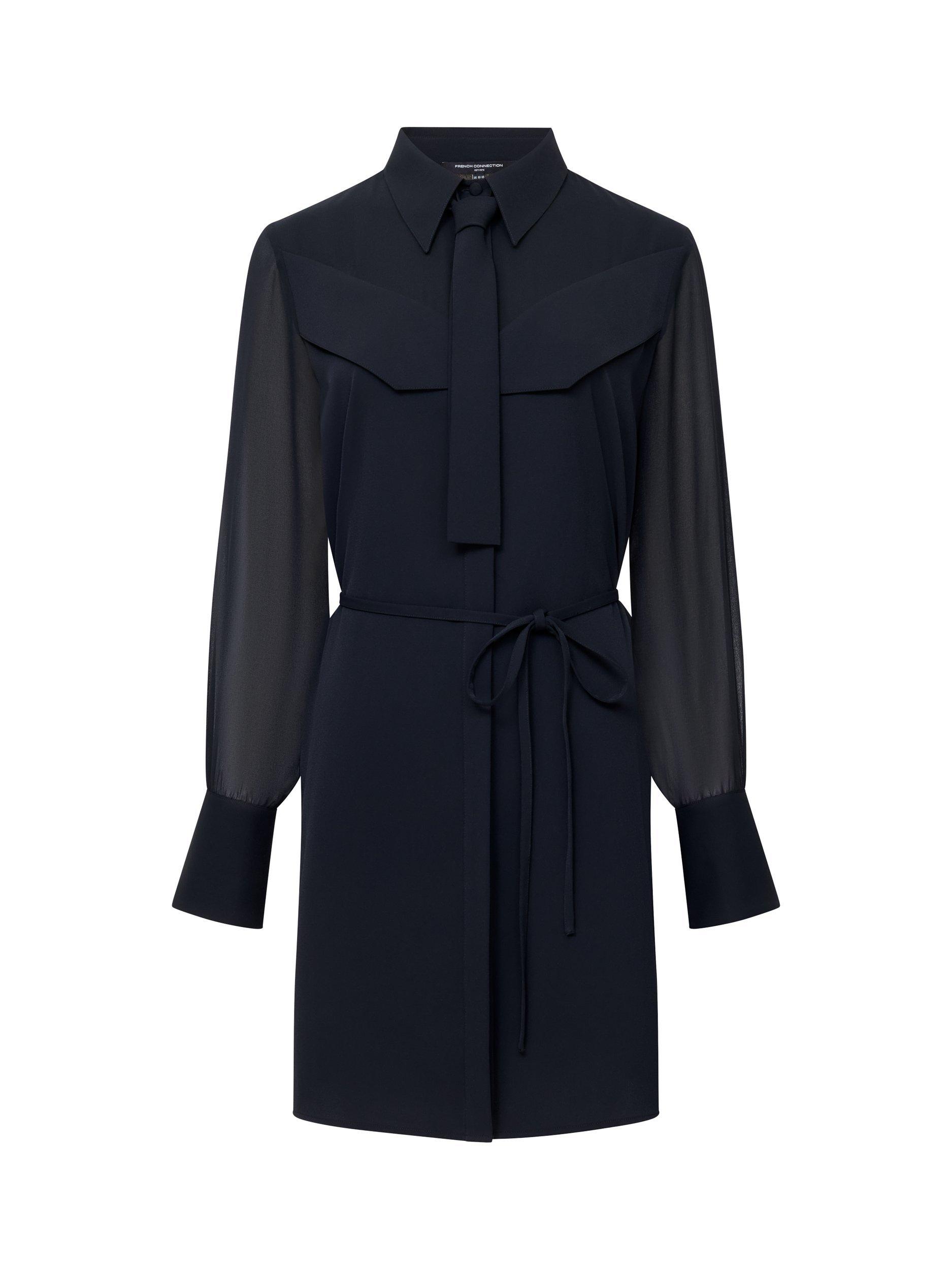 Product image 5 of 5, which shows French Connection Arezzo Collar Mini Shirt Dress, Black, 6