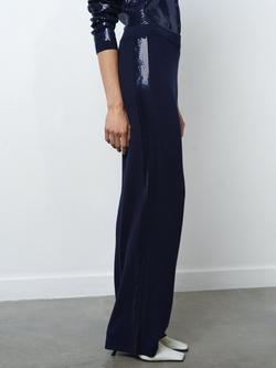 French Connection Hannah Sequin Wide Leg Trousers - view 2, Navy