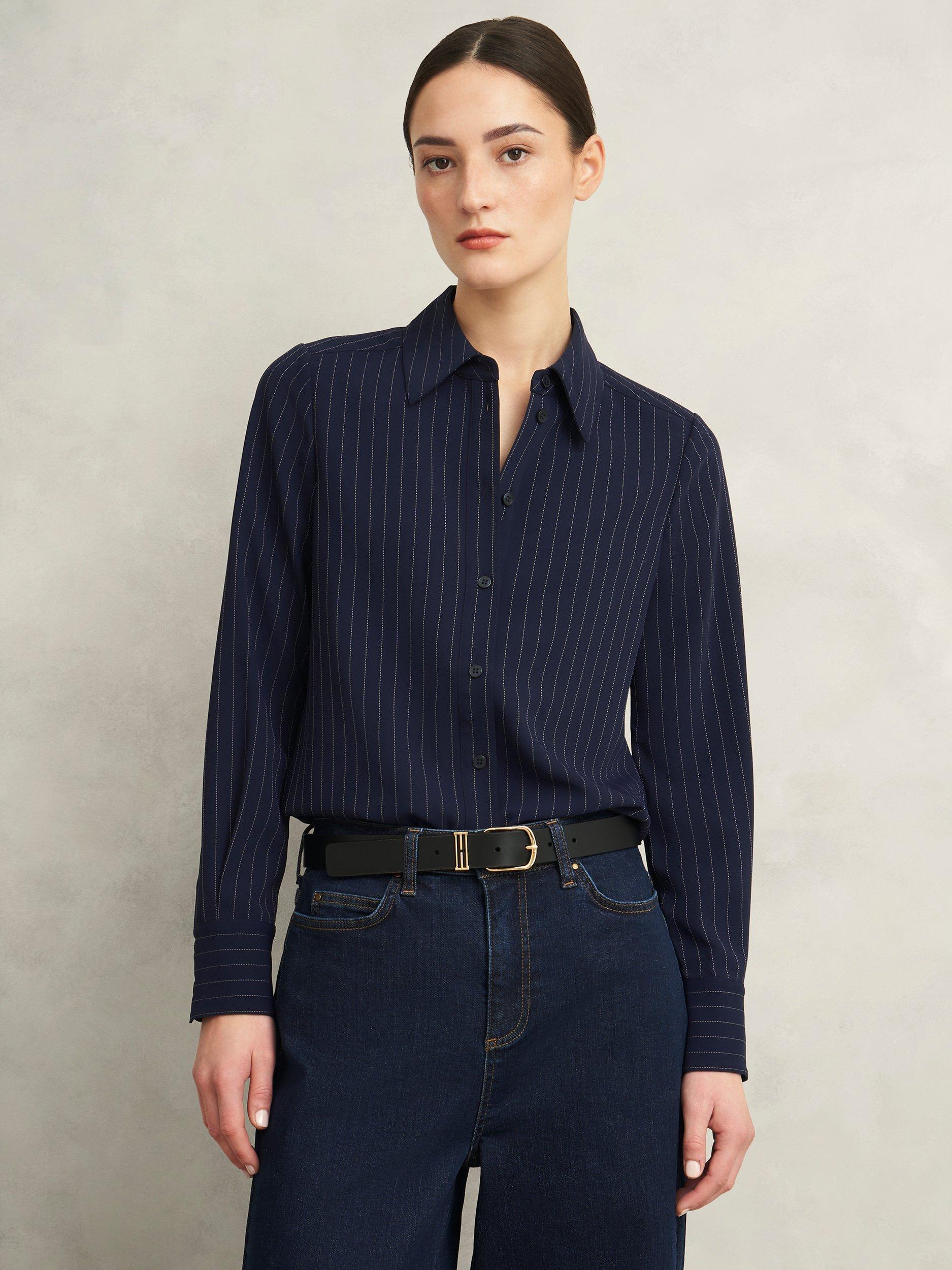 Product image 6 of 6, which shows Hobbs Hadley Shirt, Midnight Ivory, 10