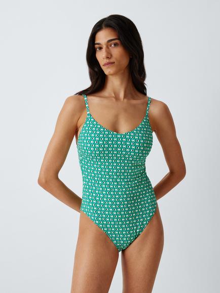 John Lewis Monterey Geo Swimsuit, Blue, Blue