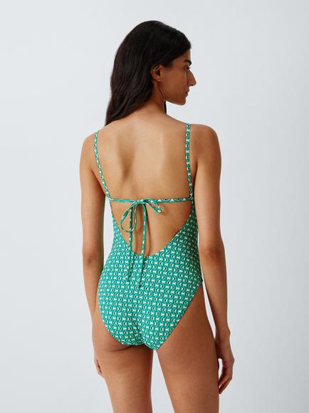 John Lewis Monterey Geo Swimsuit, Blue - view 2, Blue