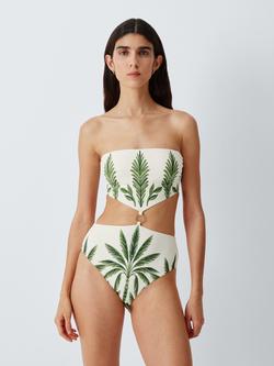 John Lewis Palma Bandeau Ring Front Swimsuit, Palm Placement, Palm Placement