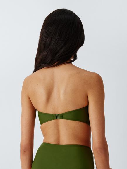 John Lewis Belize Colour Block Bandeau Bikini Top - view 2, Green