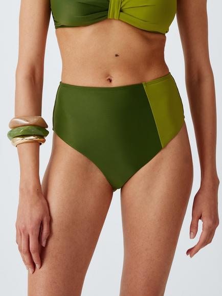 John Lewis Belize Colour Block Bikini Bottoms, Green