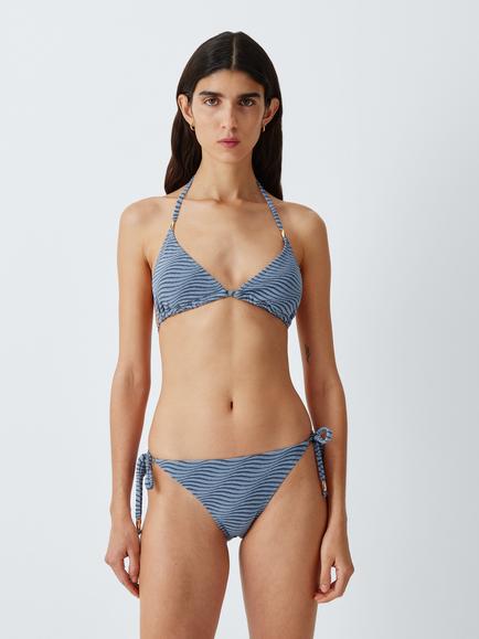 John Lewis Jacquard Wave String Bikini Top, Country Blue, Country Blue