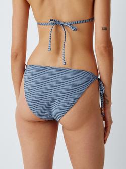 John Lewis Jacquard Wave String Bikini Bottoms, Country Blue - view 2, Country Blue