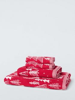 John Lewis Christmas Tree Towels, Red/White