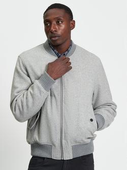 Ben Sherman Wool Blend Melange Bomber Jacket, Grey, Grey