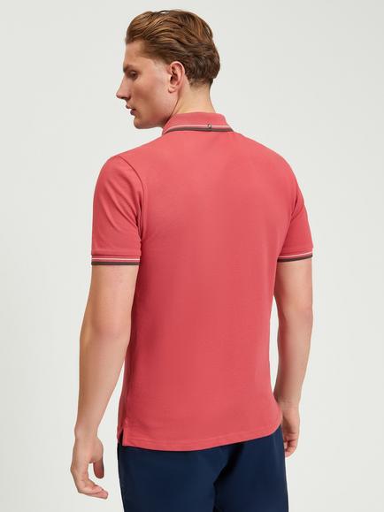 Ben Sherman Signature Short Sleeve Pique Cotton Polo Shirt - view 2, Coral