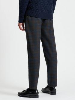 Ben Sherman Straight Fit Check Trousers, Dark Navy - view 2, Dark Navy