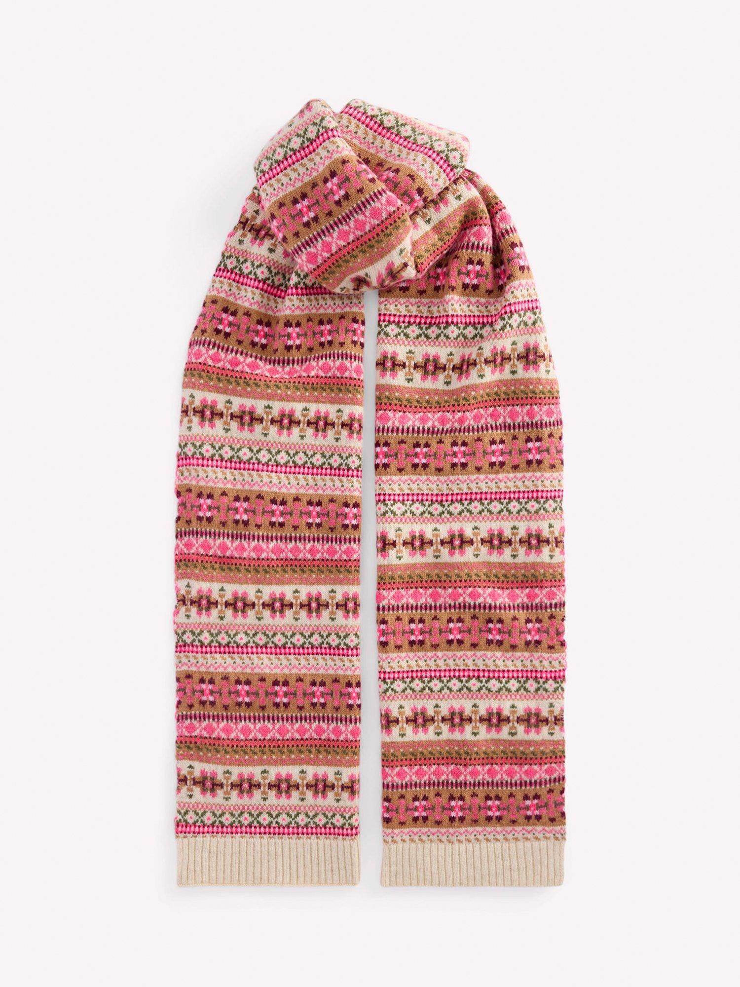 Product image 1 of 3, which shows Boden Fair Isle Wool Blend Scarf, Pink, One Size
