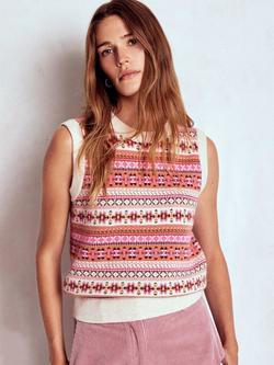 Boden Edie Fair Isle Wool Blend Tank Top, Pink/Multi, Pink/Multi