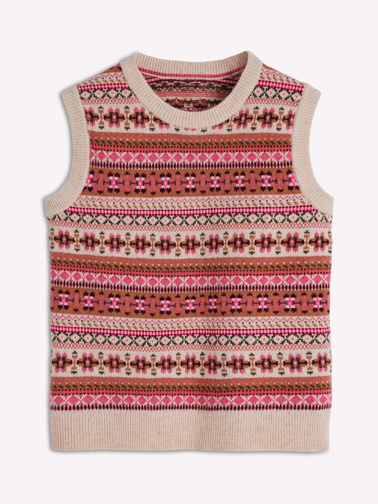 Product image 7 of 7, which shows Boden Edie Fair Isle Wool Blend Tank Top, Pink/Multi, M