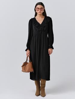 Ghost Aurora Frill Midi Dress, Black