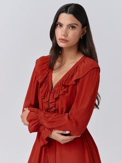 Ghost Aurora Frill Midi Dress - view 2, Burnt Orange