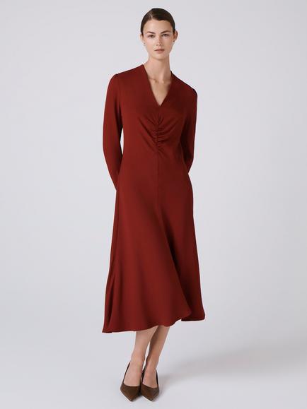 Ghost Cecelia V-Neck Midi Dress - view 2, Berry