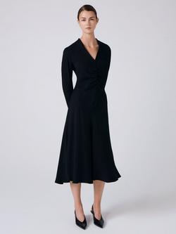 Ghost Cecelia V-Neck Midi Dress, Black